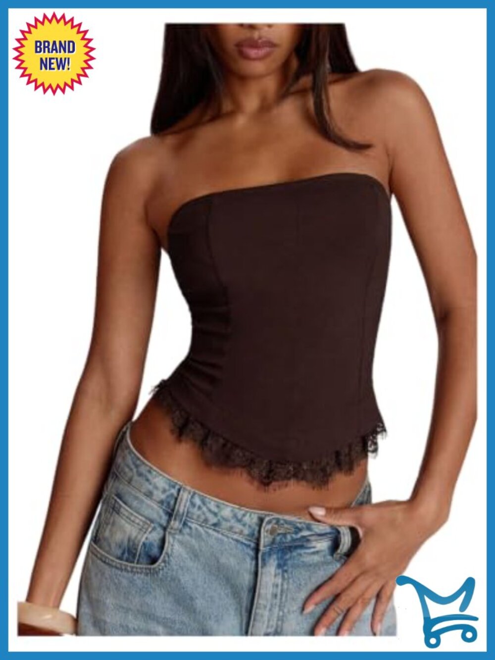 Lace Corset Tube Top Lace Up Back Strapless Crop Top Going Out